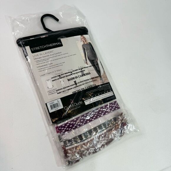 Cuddl Duds Shirt Womens Medium Multi-Color Long-Sleeve with Thumbholes new - Picture 2 of 7